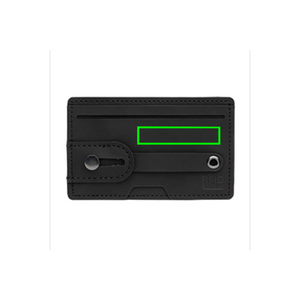 Supporto per telefono e porta carte RFID 3 in 1 nero - personalizzabile con logo