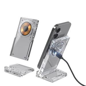Supporto ricarica wireless magnetico 15W Magcharge trasparente - personalizzabile con logo