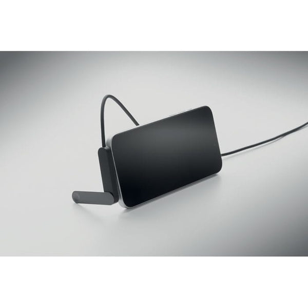Supporto telefono con cavo Nero - personalizzabile con logo