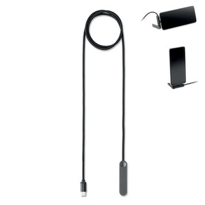 Supporto telefono con cavo Nero - personalizzabile con logo