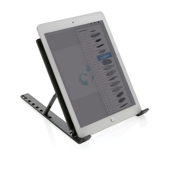 Supporto universale per PC/tablet Terra in alluminio RCS grigio - personalizzabile con logo
