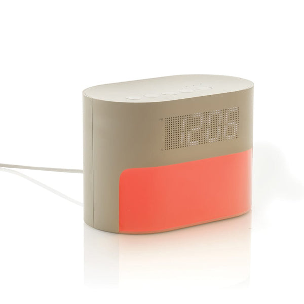 Sveglia con rumore bianco LumaRise in rPlastica RCS beige - personalizzabile con logo