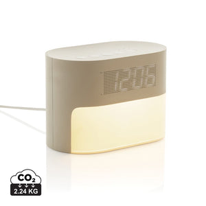 Sveglia con rumore bianco LumaRise in rPlastica RCS beige - personalizzabile con logo