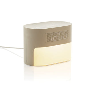 Sveglia con rumore bianco LumaRise in rPlastica RCS beige - personalizzabile con logo