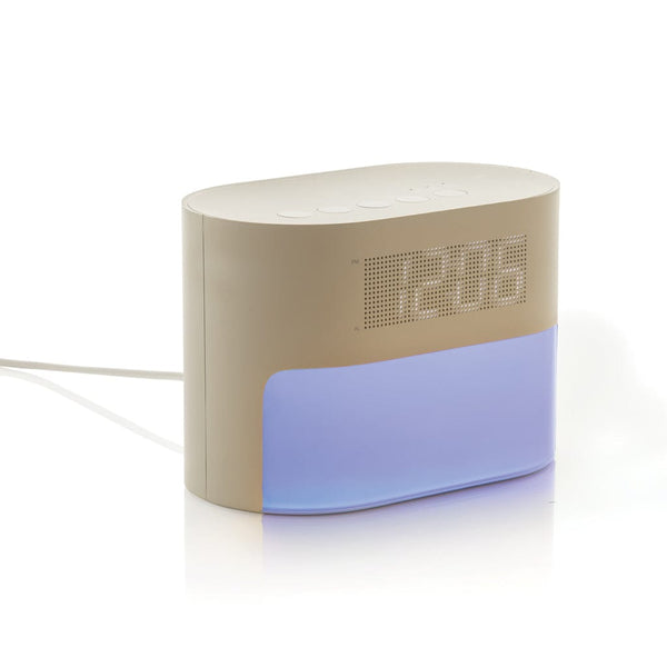 Sveglia con rumore bianco LumaRise in rPlastica RCS beige - personalizzabile con logo