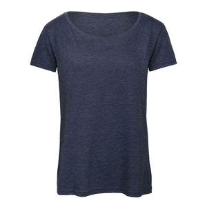 T-shirt B&C Triblend Donna blu / XS - personalizzabile con logo