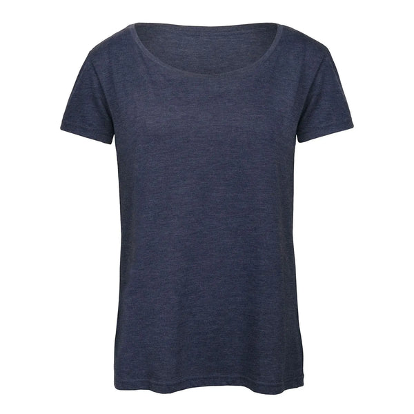 T-shirt B&C Triblend Donna blu / XS - personalizzabile con logo
