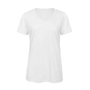T-shirt B&C V Triblend Donna bianco / XS - personalizzabile con logo