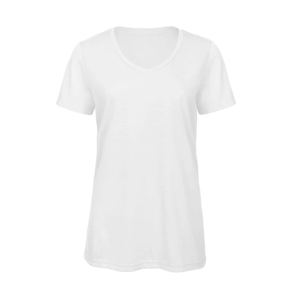 T-shirt B&C V Triblend Donna bianco / XS - personalizzabile con logo