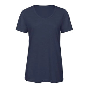 T-shirt B&C V Triblend Donna blu / XS - personalizzabile con logo