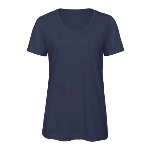 T-shirt B&C V Triblend Donna blu / XS - personalizzabile con logo