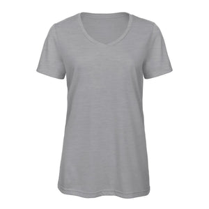 T-shirt B&C V Triblend Donna grigio / XS - personalizzabile con logo