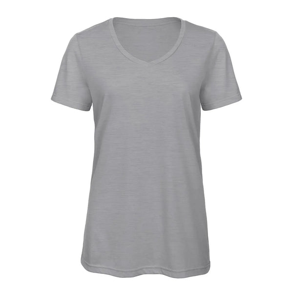 T-shirt B&C V Triblend Donna grigio / XS - personalizzabile con logo