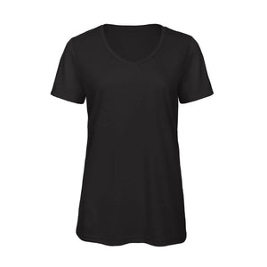 T-shirt B&C V Triblend Donna nero / XS - personalizzabile con logo