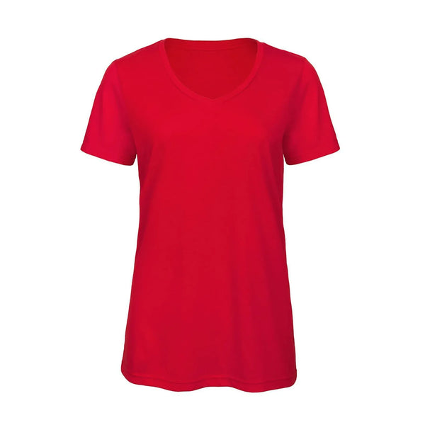 T-shirt B&C V Triblend Donna rosso / XS - personalizzabile con logo