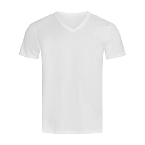 T-shirt Ben V-neck bianco / S - personalizzabile con logo