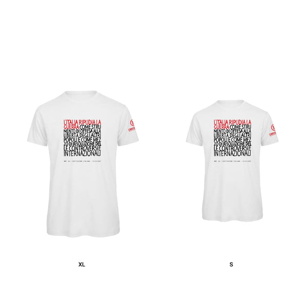 T-shirt bianco ARTICOLO 11 Emergency con imbusto - personalizzabile con logo