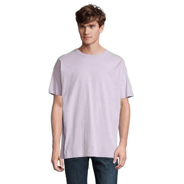 T-Shirt Boxy Men  Oversize viola / S - personalizzabile con logo