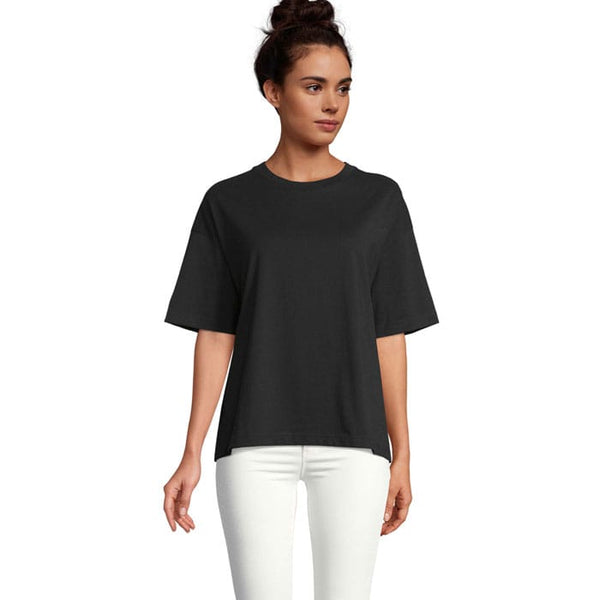 T-Shirt Boxy Women  Oversize nero / XS - personalizzabile con logo