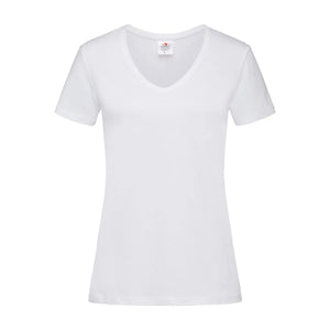 T-shirt Classic-t V-neck bianco / XS - personalizzabile con logo