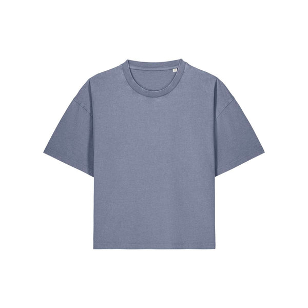 T Shirt Donna Boxy Garment Dyed Stella Nova Vintage g. dyed blue grey / XS - personalizzabile con logo