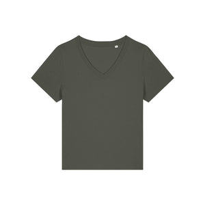 T Shirt Donna Con Scollo A V Stella Isla kaki / XS - personalizzabile con logo