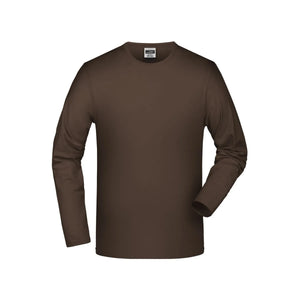T-shirt Elastic-t Long-sleeved marrone / S - personalizzabile con logo
