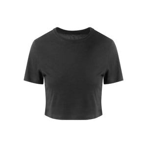 T-shirt Girlie Tri-Blend Cropped T nero / XS - personalizzabile con logo