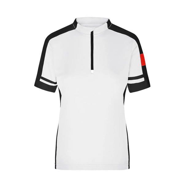 T-shirt Ladies Bike-t Half Zip bianco / S - personalizzabile con logo