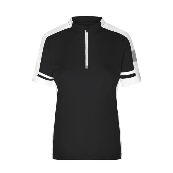 T-shirt Ladies Bike-t Half Zip nero / S - personalizzabile con logo