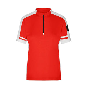 T-shirt Ladies Bike-t Half Zip rosso / S - personalizzabile con logo