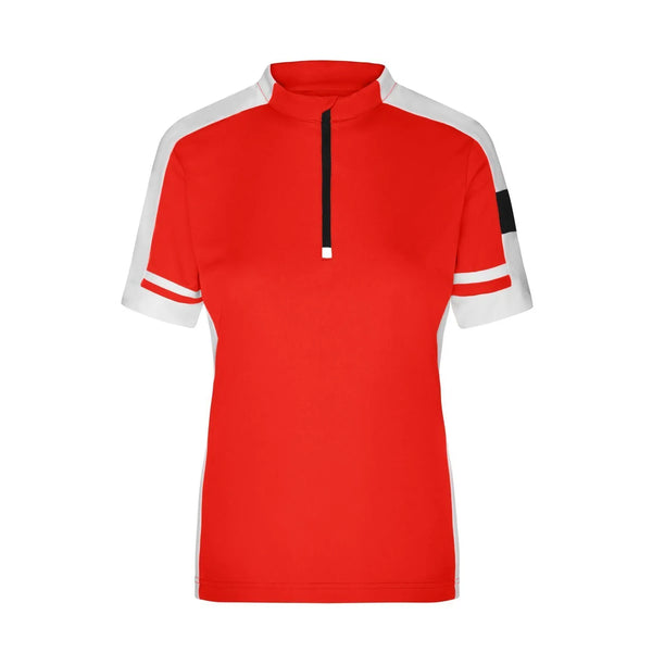 T-shirt Ladies Bike-t Half Zip rosso / S - personalizzabile con logo