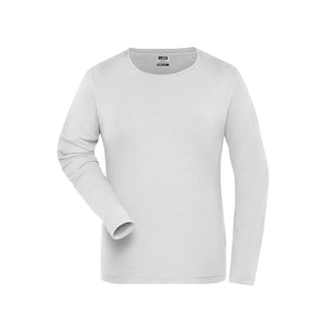T-shirt Ladies Bio Stretch-maniche lunghe Work - Solid bianco / XS - personalizzabile con logo