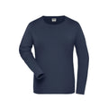 T-shirt Ladies Bio Stretch-maniche lunghe Work - Solid blu / XS - personalizzabile con logo