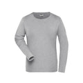 T-shirt Ladies Bio Stretch-maniche lunghe Work - Solid grey-heather / XS - personalizzabile con logo