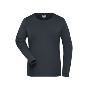 T-shirt Ladies Bio Stretch-maniche lunghe Work - Solid grigio / XS - personalizzabile con logo