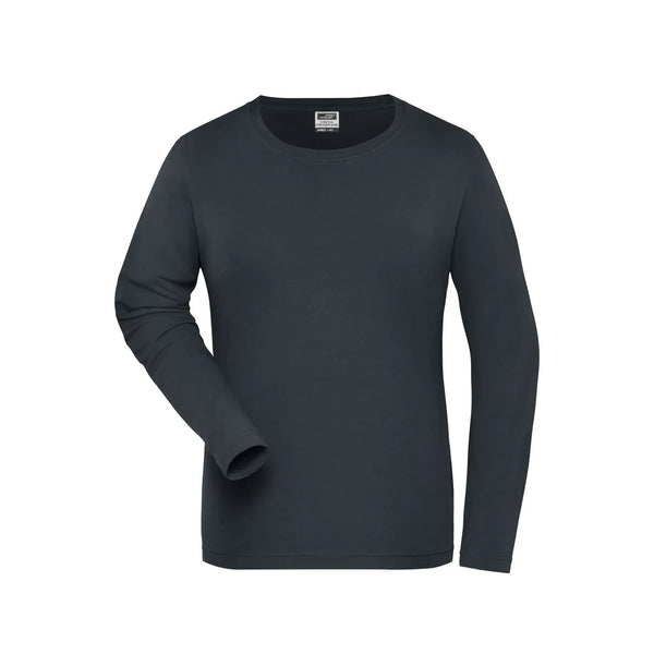 T-shirt Ladies Bio Stretch-maniche lunghe Work - Solid grigio / XS - personalizzabile con logo