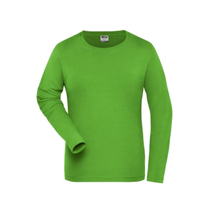 T-shirt Ladies Bio Stretch-maniche lunghe Work - Solid lime-green / XS - personalizzabile con logo