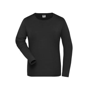T-shirt Ladies Bio Stretch-maniche lunghe Work - Solid nero / XS - personalizzabile con logo