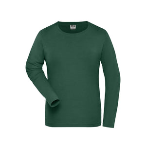 T-shirt Ladies Bio Stretch-maniche lunghe Work - Solid verde / XS - personalizzabile con logo