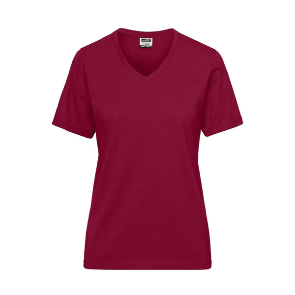 T-shirt Ladies Bio Workwear bordeaux / XS - personalizzabile con logo