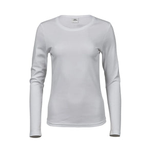 T-shirt Ladies Long Sleeve Interlock Tee bianco / S - personalizzabile con logo