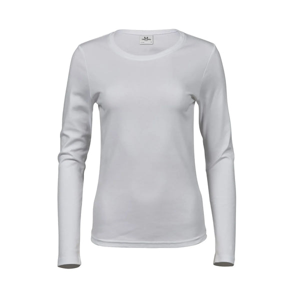 T-shirt Ladies Long Sleeve Interlock Tee bianco / S - personalizzabile con logo