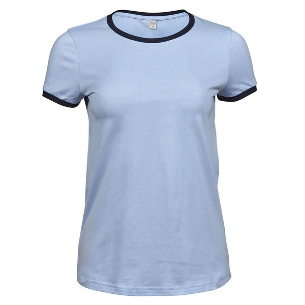 T-shirt Ladies Ringer Tee azzurro / S - personalizzabile con logo