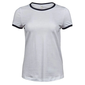 T-shirt Ladies Ringer Tee bianco / S - personalizzabile con logo