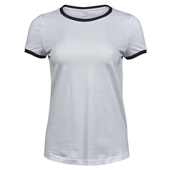 T-shirt Ladies Ringer Tee bianco / S - personalizzabile con logo