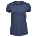 T-shirt Ladies Ringer Tee blu / S - personalizzabile con logo