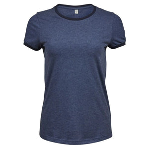 T-shirt Ladies Ringer Tee blu / S - personalizzabile con logo