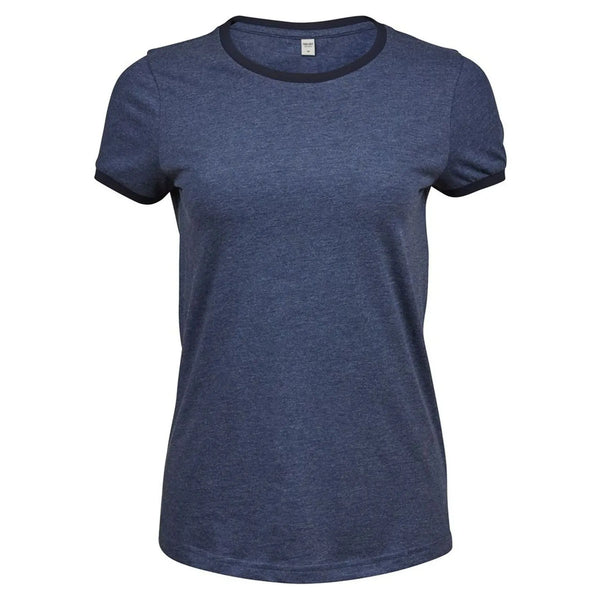 T-shirt Ladies Ringer Tee blu / S - personalizzabile con logo