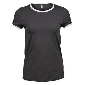 T-shirt Ladies Ringer Tee grigio / S - personalizzabile con logo